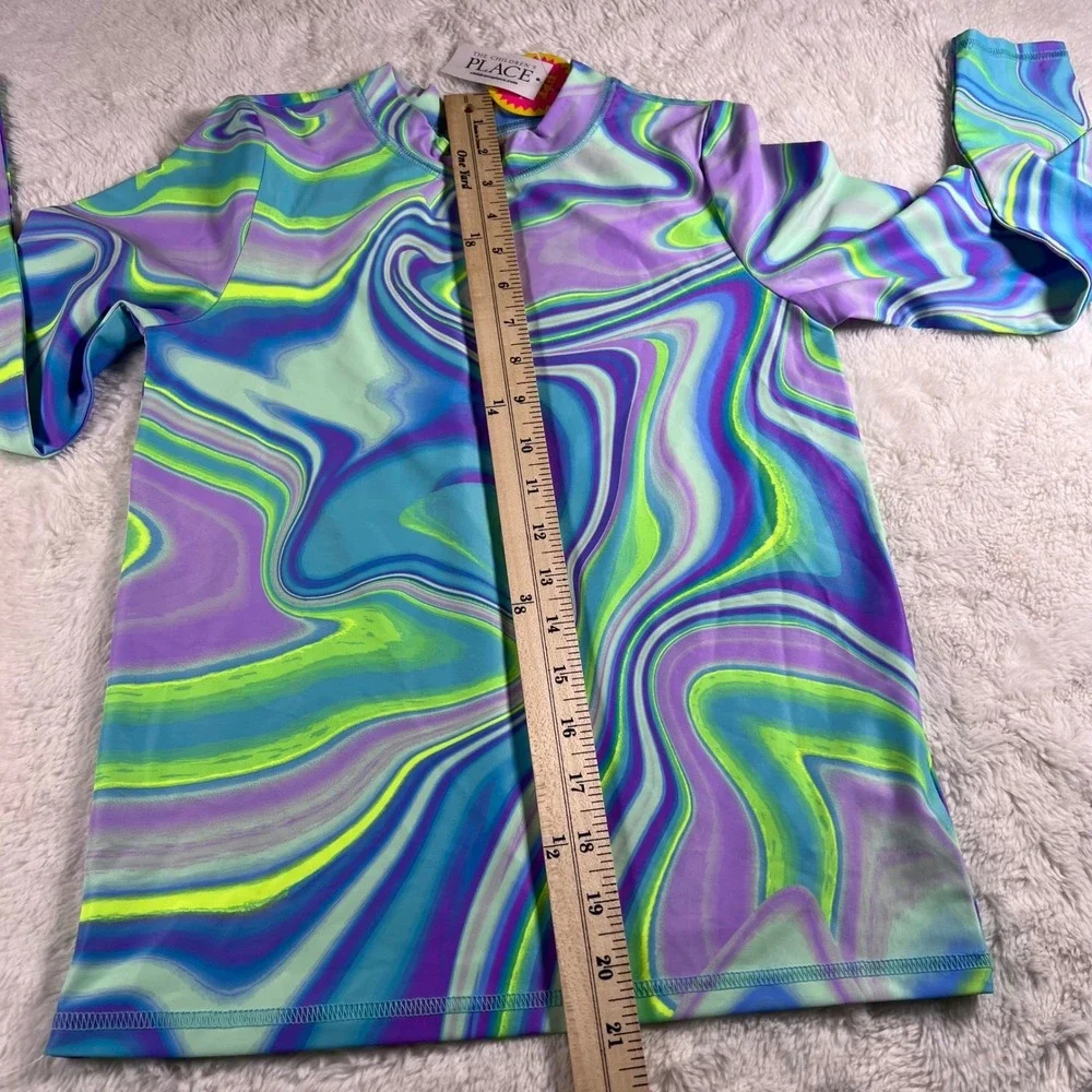 The Childrens Place Girls Rash Guard Swimsuit Set Tie‎ Dye Large 10 12 NWT